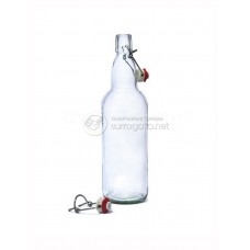 Бутылка 1 л с бугельной пробкой, прозрачное стекло